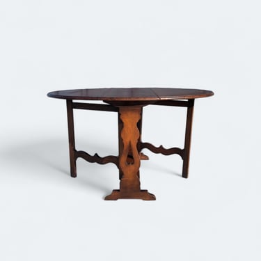 Antique Gateleg Dining Table, Solid Wood, Kitchen, Traditional, Early American, Drop Leaf, Oak, Oval Top 