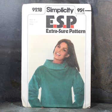 1979 Simplicity #9218 E.S.P. (Extra-Sure Pattern) Pullover Pattern | Size 12 - 14 - 16 | COMPLETE Cut Pattern in Original Envelope 