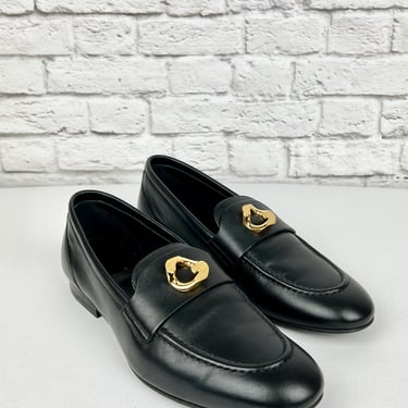 Givenchy G Chain Lambskin Loafers, Size 37/US 7, Black/Gold