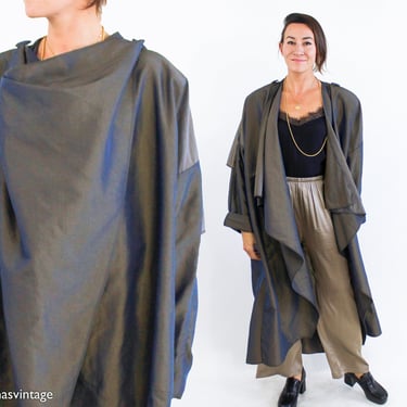 1990s Bronze Oversized Rain Jacket | 90s Brown Rain Overcoat | Maralyce Ferree |Large 
