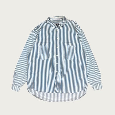 (L) Blue Striped Button Down Shirt