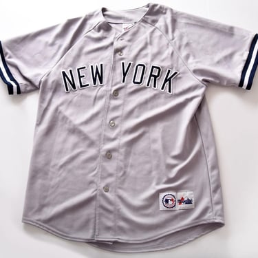 New York Yankees MLB Majestic Authentic Jersey Gray Vintage, Size L, #11 On Back, Grey ,Black Baseball 