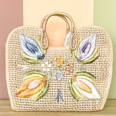 Woven Floral Beach Tote