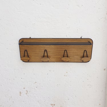 Mid Century Wall Hanger / Vintage Hanger / Hat Hanger / Retro Coat Hanger / Metal and Formica / Home Decor / Brown & Black / Germany / '60s 