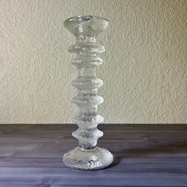 Vintage Iittala Festivo Six Ring Candle Holder, Icy 1960s Finnish Finland Design - Designed by Timo Sarpaneva - Glass Candle Holders 