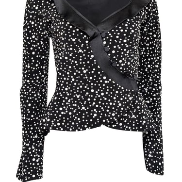 Giorgio Armani - Black Polka Dot Wrap Button Blazer Sz 6