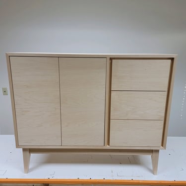 NEW Hand Built Mid Century Inspired Buffet / Credenza. 42" Maple Off-Set Cabinet with Straight Leg Base! 