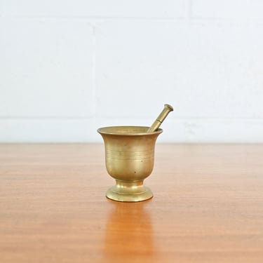 vintage french petite brass mortar and pestle ii