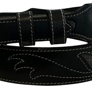 Vintage Women's Black Leather Western Ranger Belt 28" by Larry Mahan by Leegin
