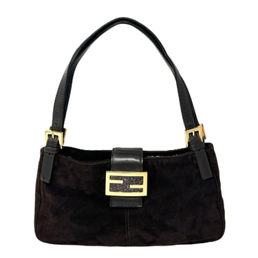 Fendi Brown Seude Baguette Shoulder Bag