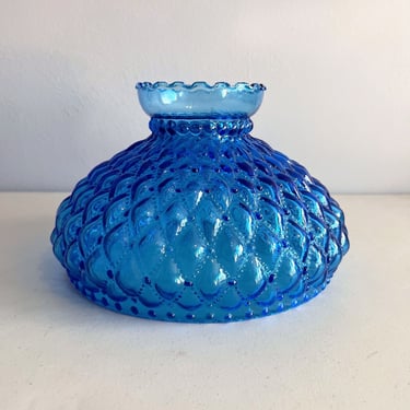 Vintage Diamond Quilted Blue Glass Lamp Shade Parlor Lamp Shade Brooke Glass 