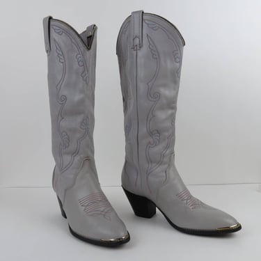 Vintage women's Acme western boots, cowgirl, gray leather, size 5.5 