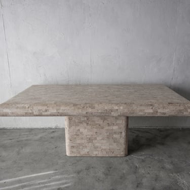 Tessellated Stone Pedestal Dining Table by Maitland Smith 