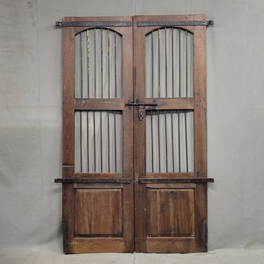 Antique Indian Rustic Teak and Iron Gates