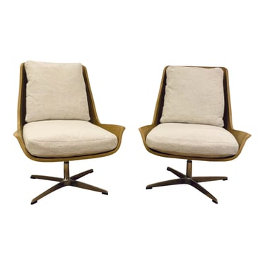 Mid-Century Modern Style Bentwood Swivel Chairs Pair