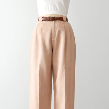 vintage linen cotton trousers, hand dyed 90s high waist pants 