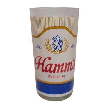 Vintage MCM Barware Bar Frosted White Hamm's Beer Glass Pint Size - M8 