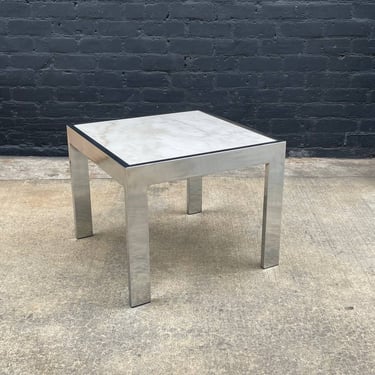 Vintage Chrome & Carrara Marble Side Table, c.1970’s 