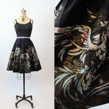 1950s ROOSTER print novelty dress xs | new spring summer 
