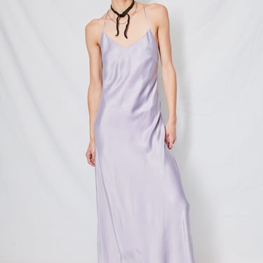 Lavender Cupro Bias Strap Dress
