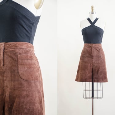 brown suede mini skirt | 90s y2k vintage Lily Pulitzer brown leather light dark academia short leather skirt 