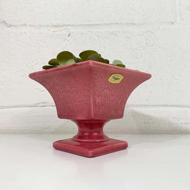 Vintage Small Pink Pedestal Planter Haeger Mini Flower Pot Made in USA Agate 1950s 1960s 