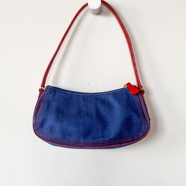 1990s Designer Escada Medium Wash Denim Shoulder Bag