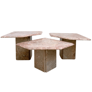 Trio of Dusty Rose French Marble Tables