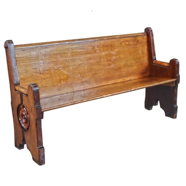 Oak Pew with Floral Carving