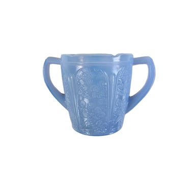 Vintage Blue Delphite Depression Glass, Cherry Blossom Child's Open Sugar Bowl, 193s Jeanette Glass Collectible Glass 