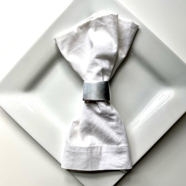 Square Shape Silver Color Metal Napkin Rings (Set of 4) 