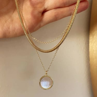 Karine Mother of Pearl Circle Coin Necklace