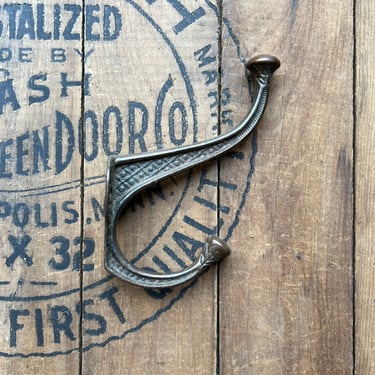 Antique Victorian Cast Iron Coat Hook Eastlake Salvaged Hardware 