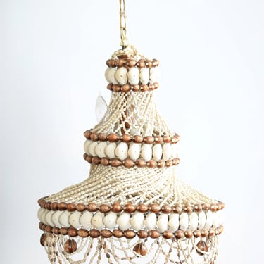 Vintage sea shell chandelier mobile | Cowrie Shell Chandelier | Hanging Beach decor 