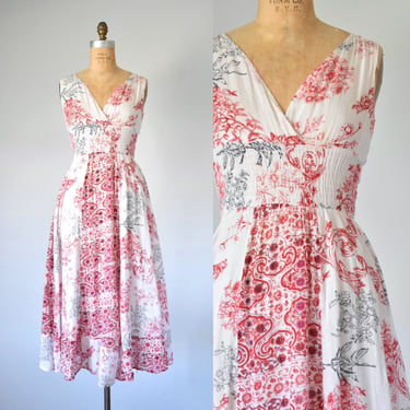 Ananda floral gauze maxi dress, sleeveless tank dress, 90s vintage wrap dress, plus size vintage,  summer dress, erstwhile style 