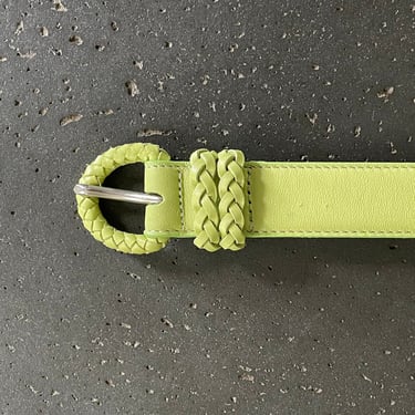 90s leather belt / vintage lime green leather belt / made in Italy genuine mint green leather belt | L 