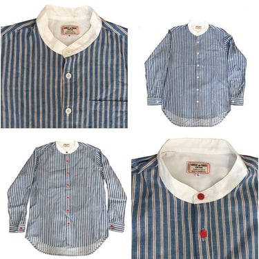 Harold and Maude Vintage indigo selvedge banded collar shirts