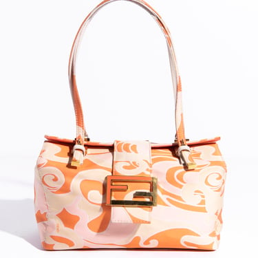 FENDI 90s Orange + Pink Swirl Nylon Bento Box Bag