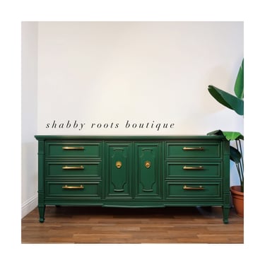 NEW! Emerald Green 9 drawer Mid Century Modern long Dresser chest San Francisco, CA by Shab
