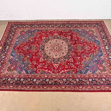 Vintage Hand-Knotted Persian Kashan Large Room Size Rug