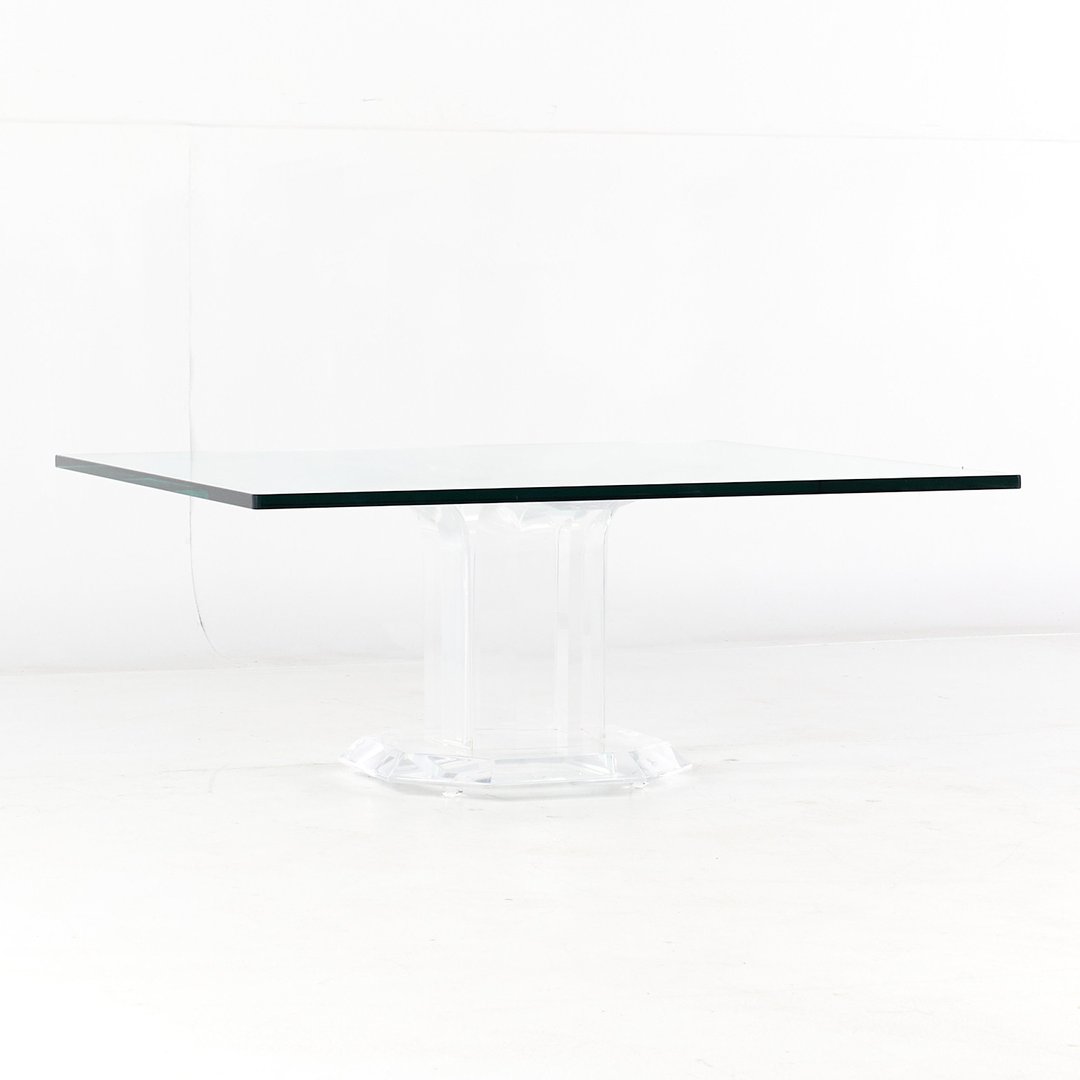 Mid Century Lucite and Glass Square Coffee Table mcm Modern Hill Countryside, IL