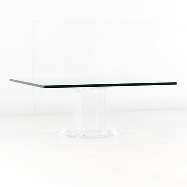 Mid Century Lucite and Glass Square Coffee Table - mcm 