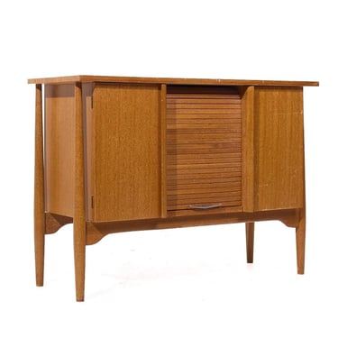 John Keal for Brown Saltman Mid Century Bleached Mahogany Tambour Door Credenza - mcm 