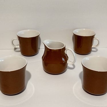 Vintage 1960s Mikasa CeraStone Ceramic Tea Coffee Cups & Creamer Set Japan 