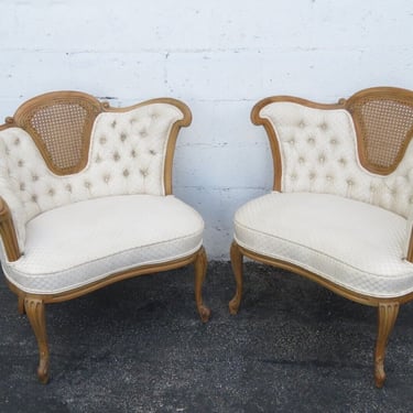 French Large Side Livingroom Den Fireplace Chairs a Pair 3888