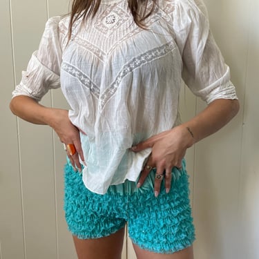 1970s Aqua Blue Lace Bloomers size Small Medium 