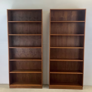 Pair Tall Vintage Modern Bookcases- six shelves 