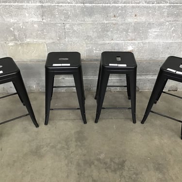 Set of 4 Steel Bar Stools (Seattle)