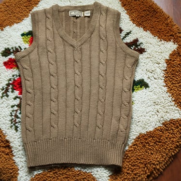Vintage 90's Cable Knit Acrylic Sweater Vest by Kentfield 