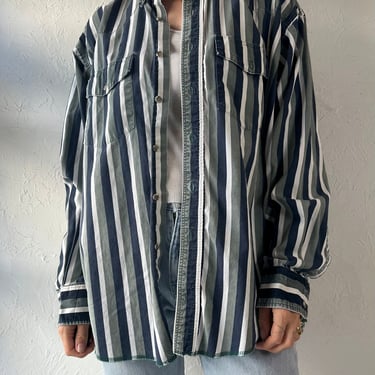90s 'Wrangler' Striped Button Up Western Shirt / XL 